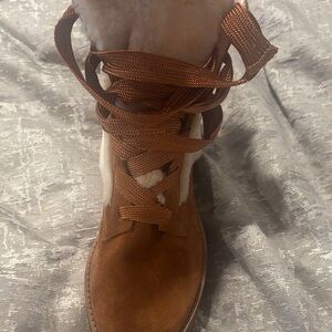 Avec Les Filles Tan Lace-Up Winter Boots